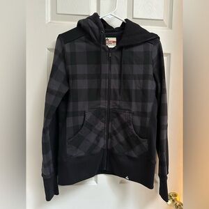 American Giant Black and Gray Plaid Hoodie
